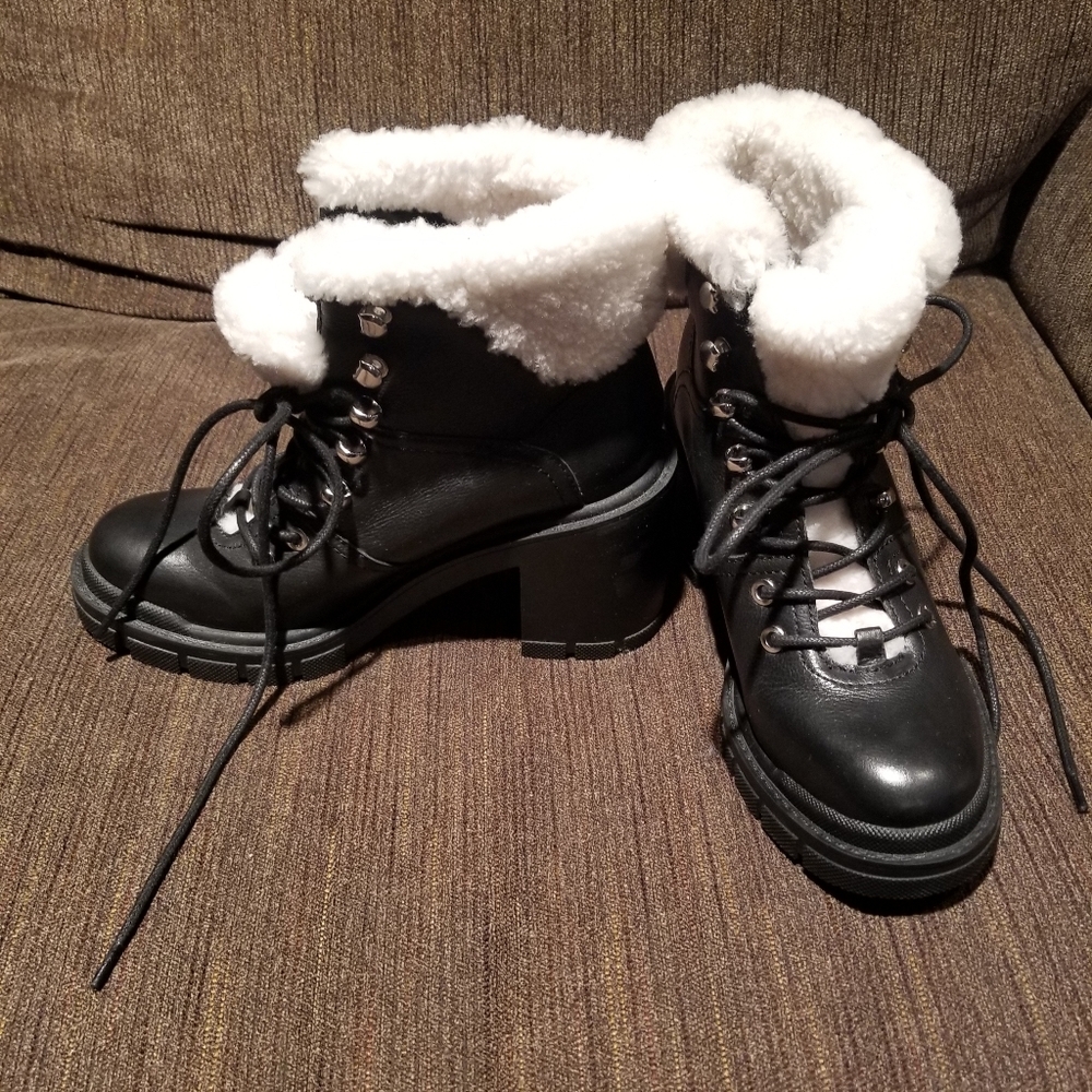 Marc Fisher Sheep fue Bootie Color Black/White  Size 6 1/2 - Picture 2 of 9